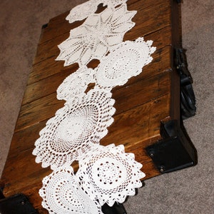 Beautiful Handmade crochet doily table runner, Ivory  Vintage, Antique doilie