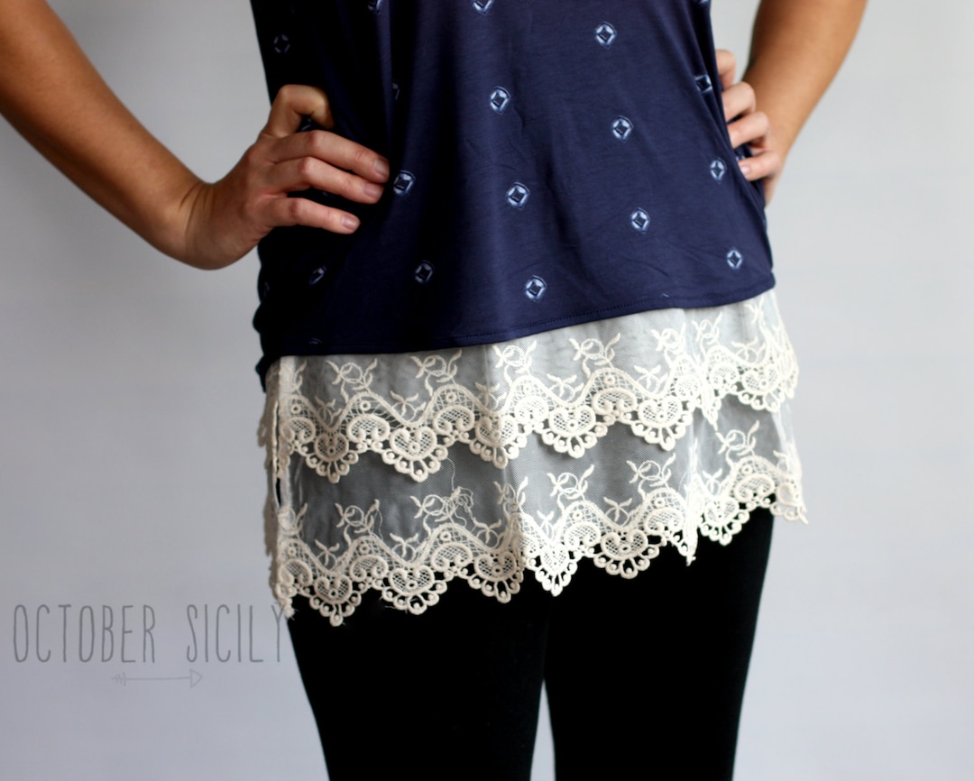 T2- Lace Top Shirt Extender *style 2* 3 Colors, Sizes S-4XL