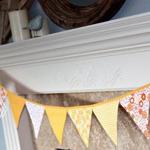 Cute & Colorful Fabric bunting! 3 colors, Pinks, Blues, Yellows. Photography, Wedding, Party, Mantel