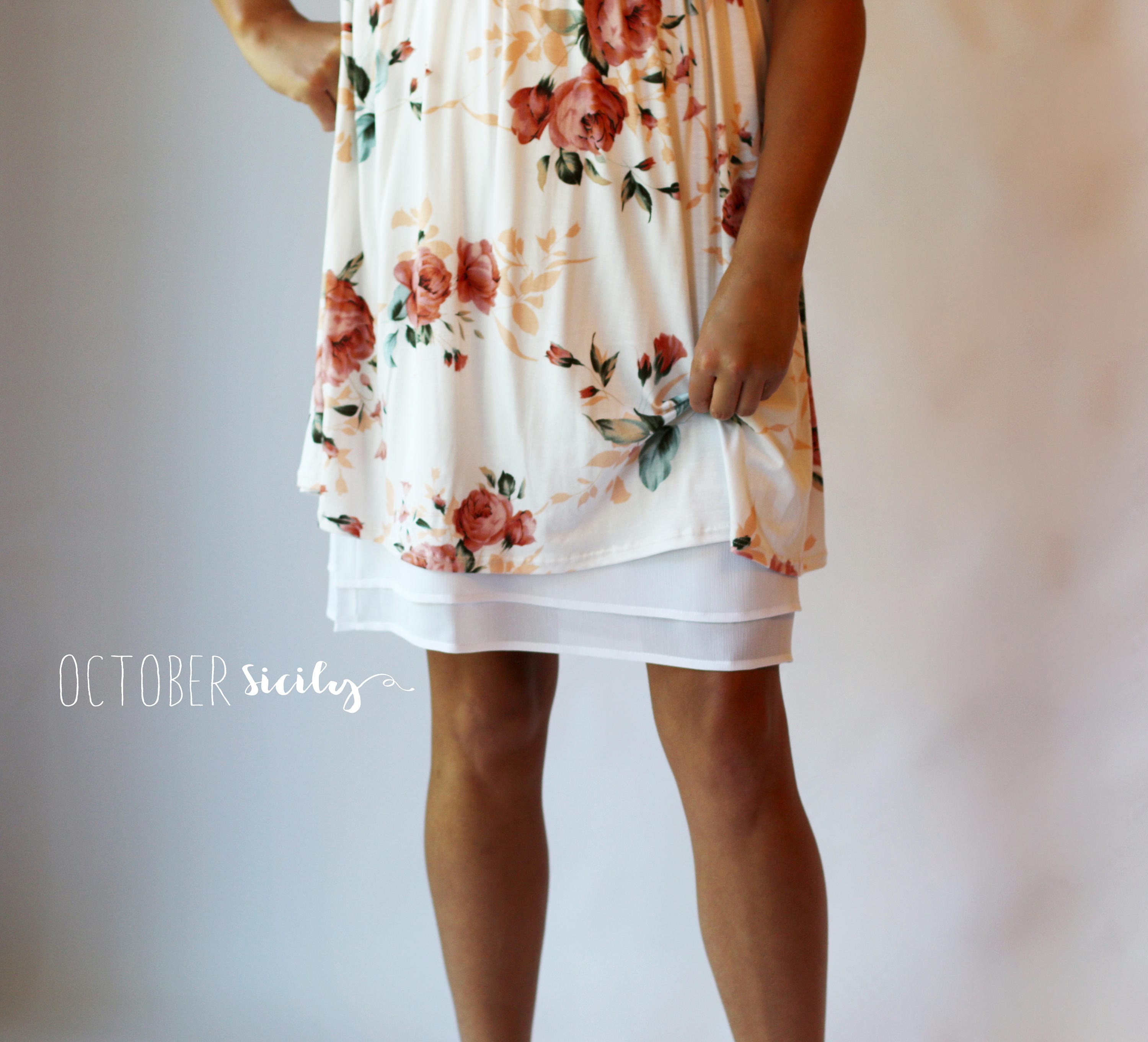 HC- Chiffon Ruffle Dress Extender HALF SLIP  *Style C * size S-4XL