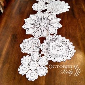 Beautiful Handmade Crochet Doily Table Runner, Ivory or White, Vintage ...