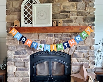 Felt HAPPY BIRTHDAY banner, reusable | ORANGES & Blues