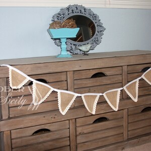 Rustic Burlap & Lace Banner, Bunting, Garland, Flags. Wedding, Photography, Parties, Mantels