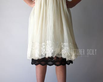 Extensor de vestido de renda para meninas, tamanho 6 a 12 anos.