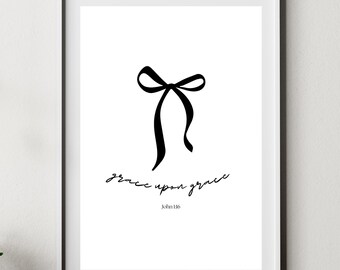 Gnade um Gnade Johannes 1:16 Bogen Druck | Gnade Bibelkunst | Anmut Bogen Kunst | Minimalistischer Bibel Druck | Minimalistische katholische Kunst | Elegante Bibelkunst