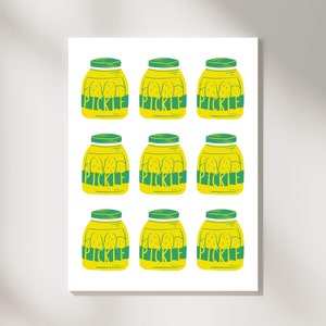 Pickle Jar Pop Art Print | Modern Kitchen Wall Art | Colorful Retro-Inspired Decor | Digital Download | Funky Food-Themed Art for Kitchen