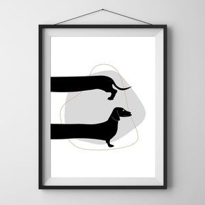 Minimalist Boho Dachshund Art Print | Wiener Dog Art | Cozy Doxie Wall Decor | Bohemian Pet Lover Gift | Dachshund Twist Art| Modern Dog Art