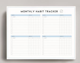 Monthly Habit Tracker Printable | 8.5x11 PDF Planner | Minimalist Goal Tracker for Daily Routines | Printable Planner | Daily Habit Tracker