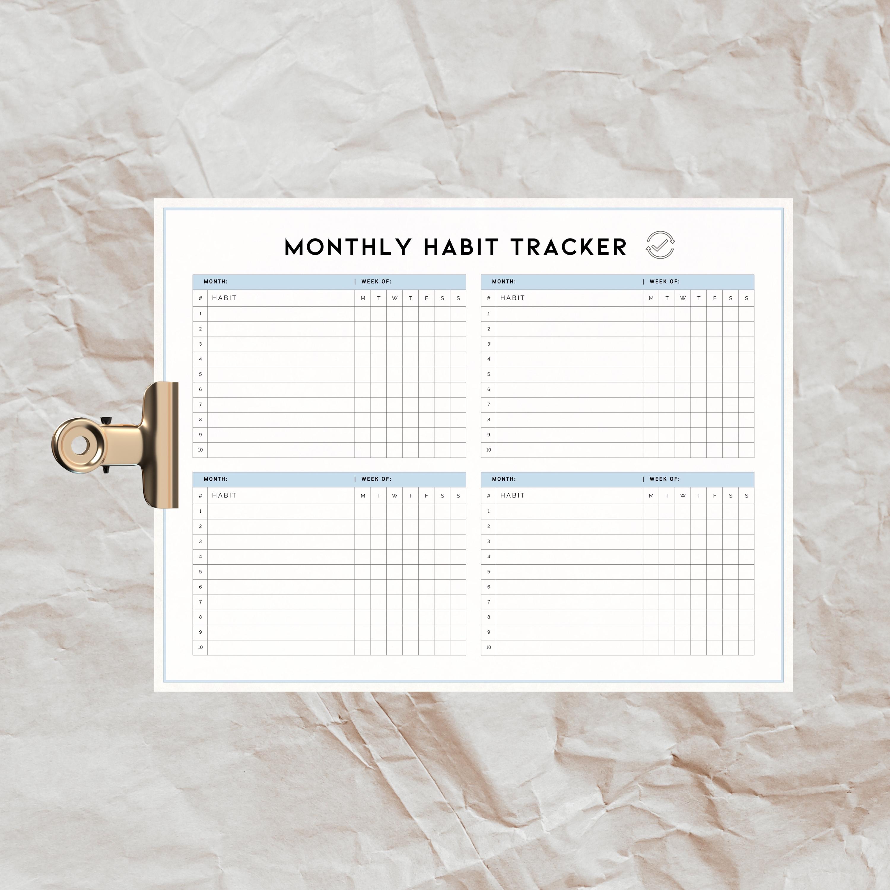 Monthly Habit Tracker Printable | 8.5x11 PDF Planner | Minimalist Goal ...