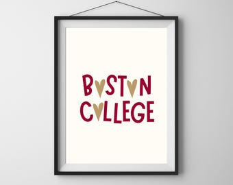 Boston College Typografie Herz-Druck | Boston College Kunst | Boston College Alumni Geschenk | Boston College Adler | Boston College Abschlussfeier
