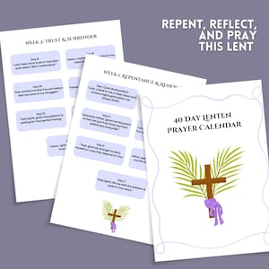 40 Day Lenten Prayer Calendar | Catholic Lenten Devotional | Lent Reflection | Catholic Printable Prayer Book | Christian Devotional | Lent