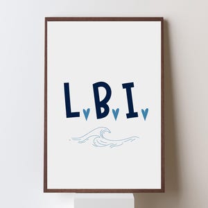 LBI Typography Heart Print | Long Beach Island Wall Art | Jersey Shore Art | LBI Print | Nautical Beach House Print | LBI Art | Long Beach