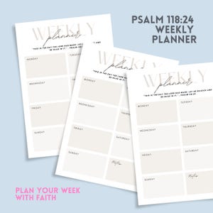 Catholic Weekly Planner Printable | Minimalist Faith-Based Organizer with Psalm 118:24 | Christian Scripture Planner for Weekly Organizing