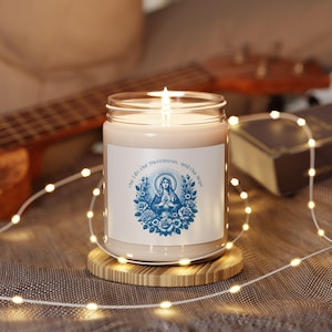 Hail Holy Queen Soy Candle | Marian Devotion | Rosary Gift | Blessed Mother Candle | Virgin Mary Candle | Catholic Baby Shower | Mother Mary