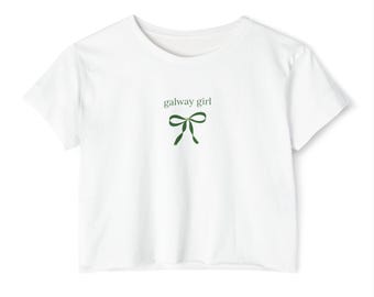 Galway Girl Green Bow Crop Top | Soft Irish Tee for St. Patrick’s Day | Galway Girt Shirt | St. Patrick's Day Shirt | Ireland Shirt | Irish