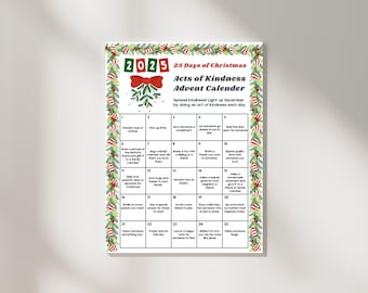 Catholic Acts of Kindness Advent Calendar for Kids | 25 Days of Faith, Giving, and Service | Printable Christmas Countdown | Catholic Advent