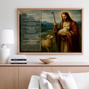 Psalm 23 Christian Wall Art: Jesus Good Shepherd Print (Digital Download)