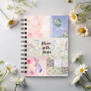 Floral Patchwork Prayer Journal: Bloom With Grace Spiral Notebook