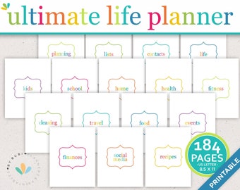 Home Management - Household Binder Ultimate Life Planner Printable, Family Planner Binder, Budget Planner Mom Binder Printable PDF