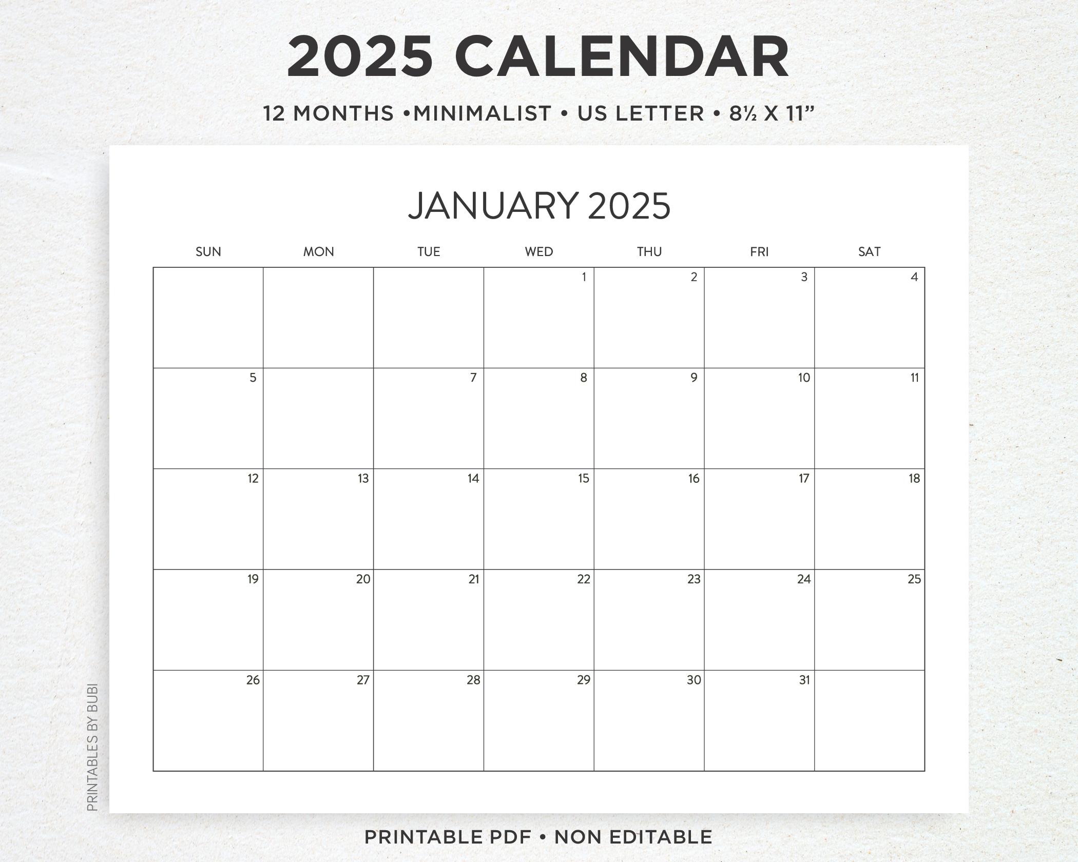 2025 printable calendar 2025 calendar printable wall calendar