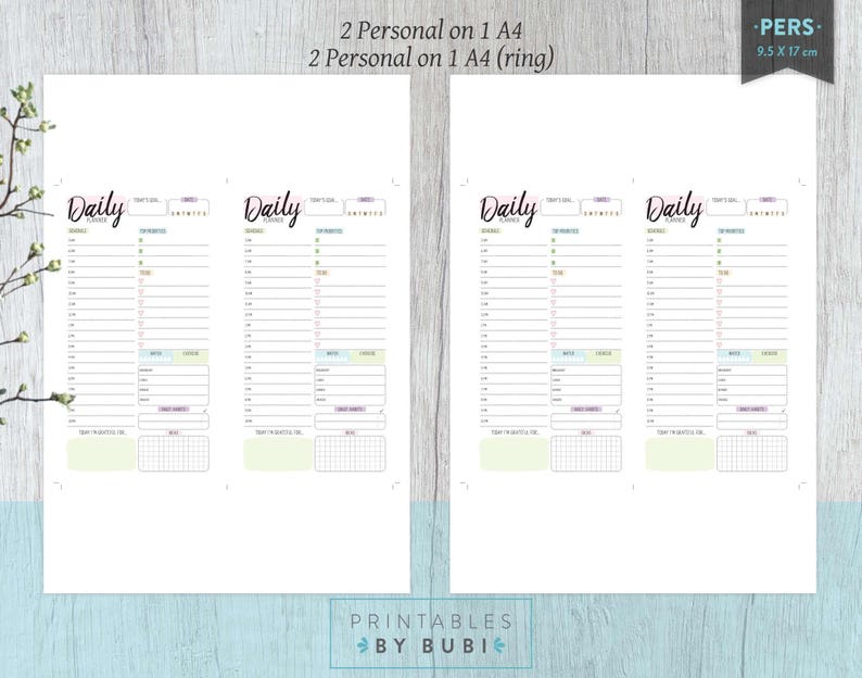 Hourly Planner, Daily Planner Hourly Personal Planner Insert Planner