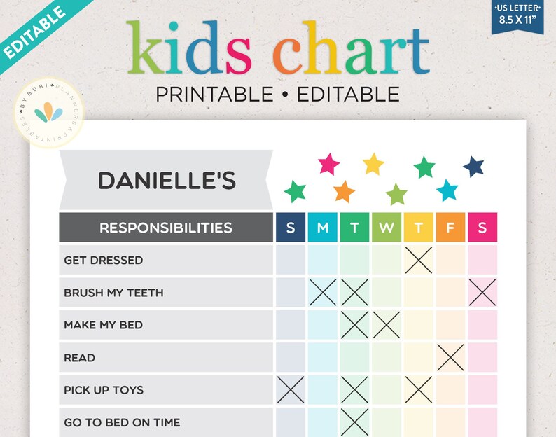 Editable Chore Chart Two Child Chore Chart Printable - Etsy