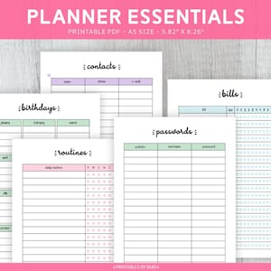 A5 Planner Inserts, Daily Planner Printable, Planner Bundle Kit, Filofax Inserts, Planner Pages, Planner Printable, A5, Instant Download PDF