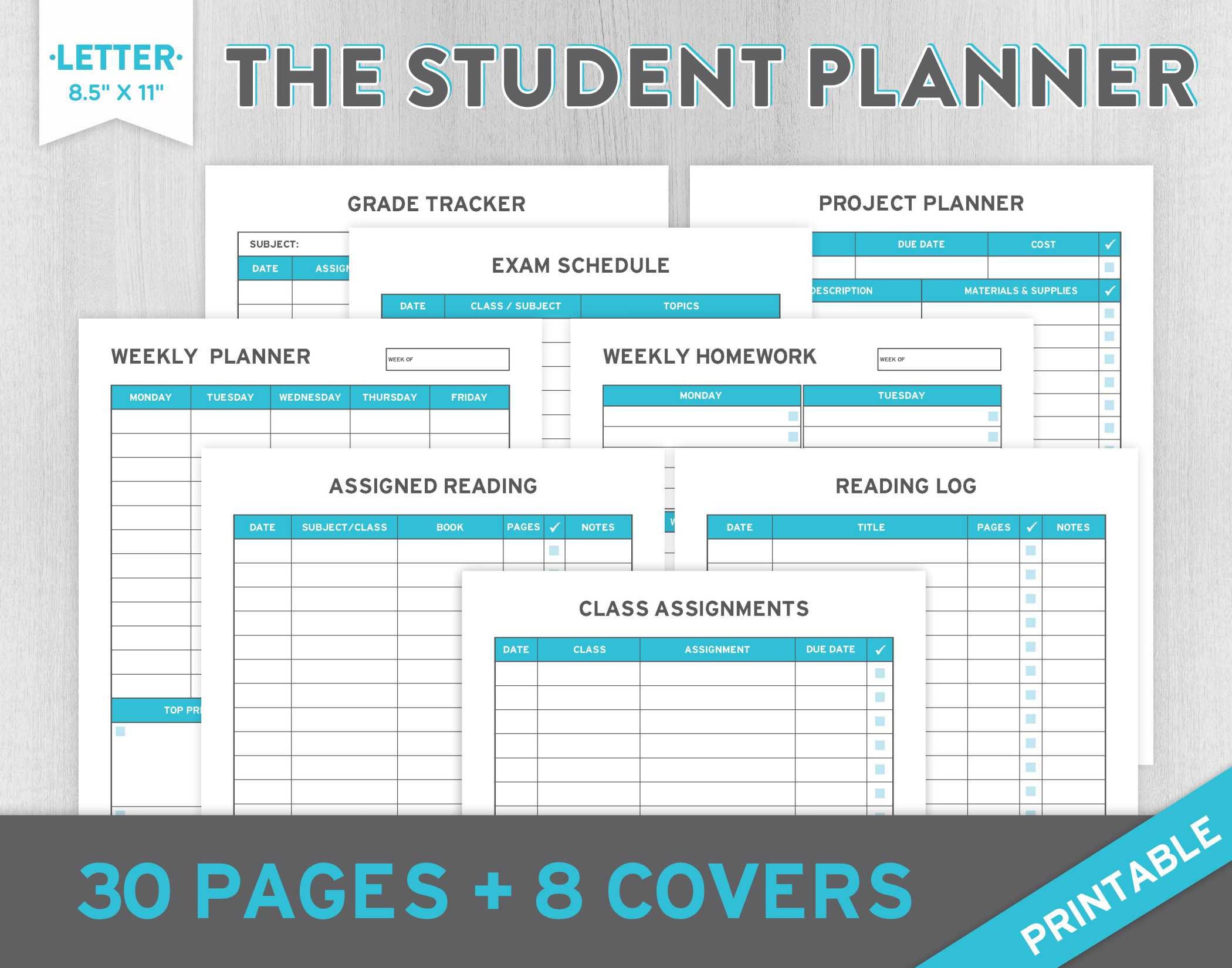 Study Planner, Student Planner, College Planner, Academic Planner