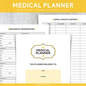 Health and Wellness, Medical Planner, Printable Home Binder, Medication ...