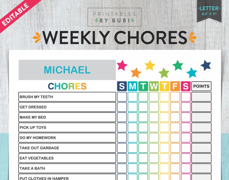 Kids Chore Chart Chore Chart For Kids Kids Chores Etsy Kids Chore Chart Chore Chart For Kids Kids Chores Etsy