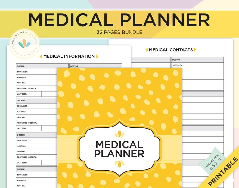 Health and Wellness Medical Planner Printable Home Binder - Etsy UK
