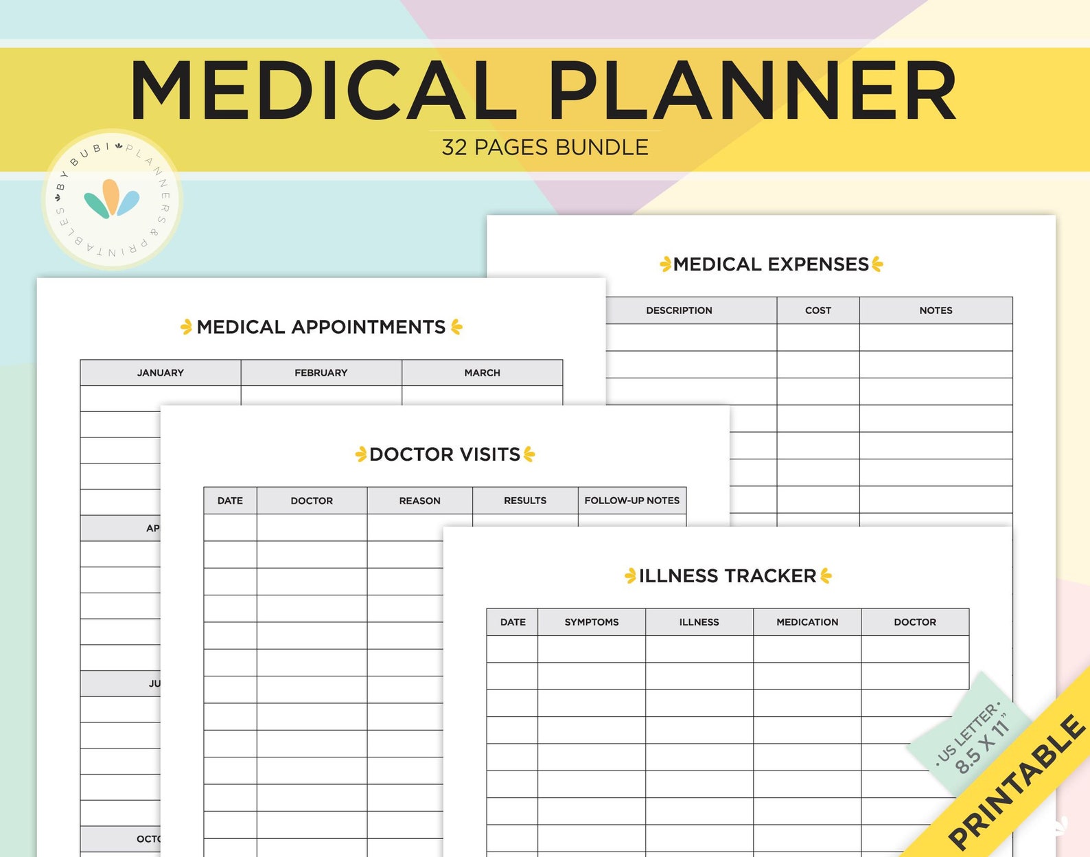Health and Wellness Medical Planner Printable Home Binder - Etsy