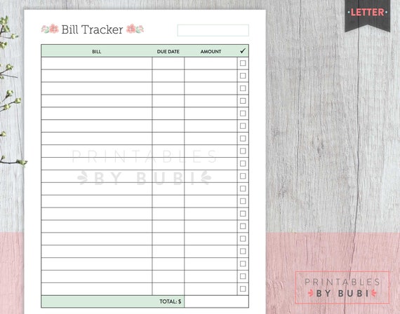 bill tracker monthly bill tracker bill planner printable tracking bills bill payment monthly bills organizer money payment tracker bill tracker