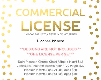 Commercial License - No Credit Required Commercial License, Planner Inserts Commercial License