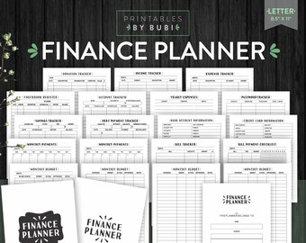 Budget Planner, Financial Planner, Finance Planner, Finance Printable,  Debt Tracker, Savings Tracker, Expense Tracker, Bill Tracker