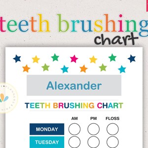 Tabla de cepillado de dientes, cepillado de dientes, tabla de cepillado para niños, tabla de cepillado de dientes para la mañana, la noche y el uso del hilo dental, higiene dental para niños