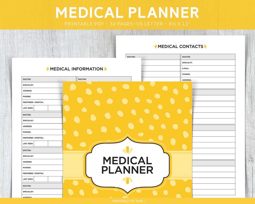 Health and Wellness, Medical Planner, Printable Home Binder, Medication ...