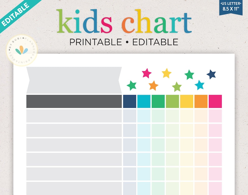 Editable Chore Chart, Two Child Chore Chart, Printable Kid's Chores ...