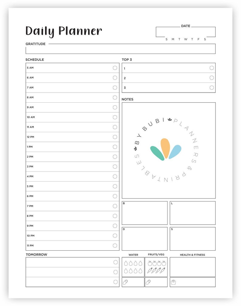 Daily Planner Printable With Schedule, Ultimate Daily Planner Insert, Printable Planner, Day