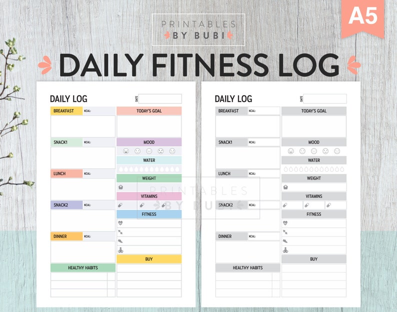 Printable Health and fitness Tracker Magazine, Conditioning and Exercise Planner, Each day Calorie Tracker, Health Aims, Practices, Drinking water Tracker, Exercise Log graphic relating to Printable Fitness Journal known as Printable Health and fitness Tracker Magazine, Conditioning and Conditioning Planner, Day by day Calorie Tracker, Physical fitness Targets, Practices, Drinking water Tracker, Training Log
