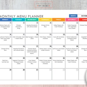 Meal Planner Weekly Meal Plan Monthly Menu Planner Weekly - Etsy