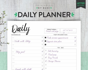 Printable Day Planner Daily Planner Daily Log, Printable Planner Inserts, Daily Planner Insert, Daily Schedule, Daily Organizer Letter Size