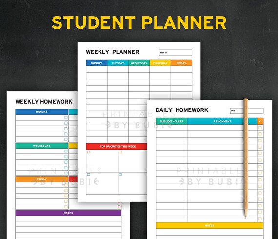 student planner study planner college planner academic etsy