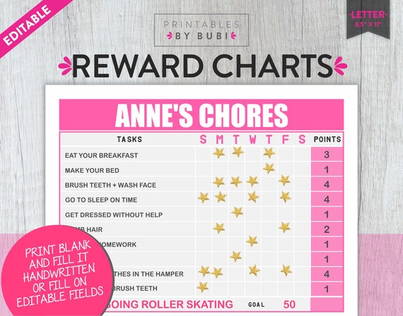 Printable Chore Charts Point System