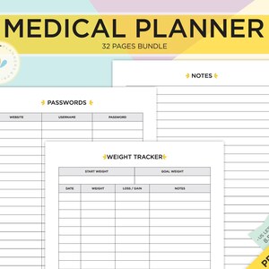 Health and Wellness Medical Planner Printable Home Binder - Etsy