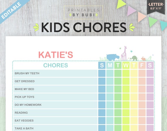 Toddler Chore Chart Pdf