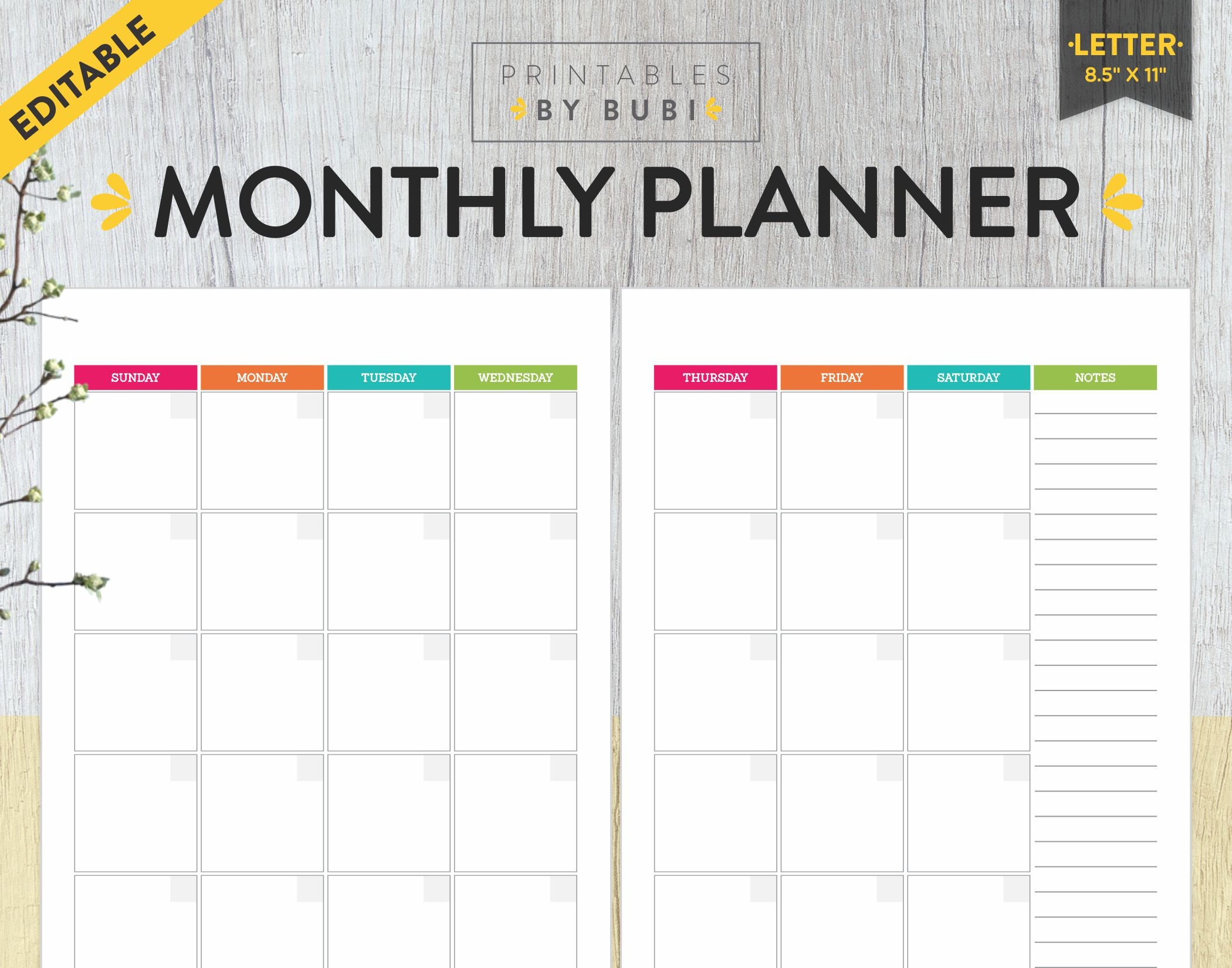 monthly planner undated planner agenda printable monthly etsy