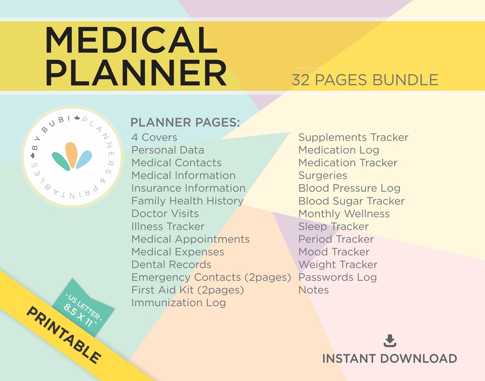 Health and Wellness Medical Planner Printable Home Binder - Etsy
