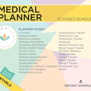 Health and Wellness Medical Planner Printable Home Binder - Etsy