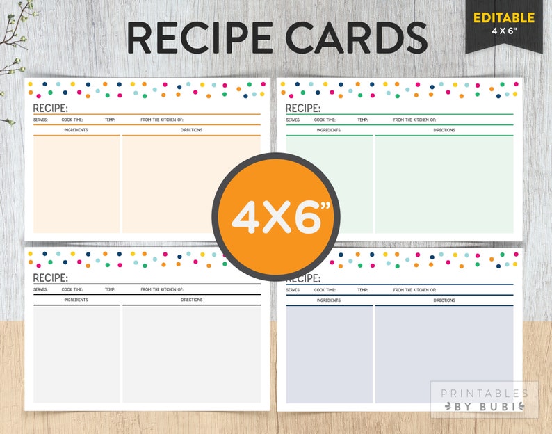 Free editable recipe card templates 4x6 - neloclinic
